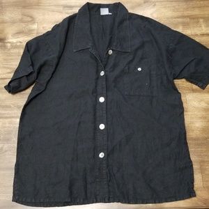 Johnny W Black 💫 Linen 💫 Button Down Shirt
